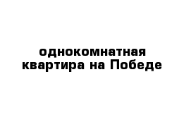 однокомнатная квартира на Победе